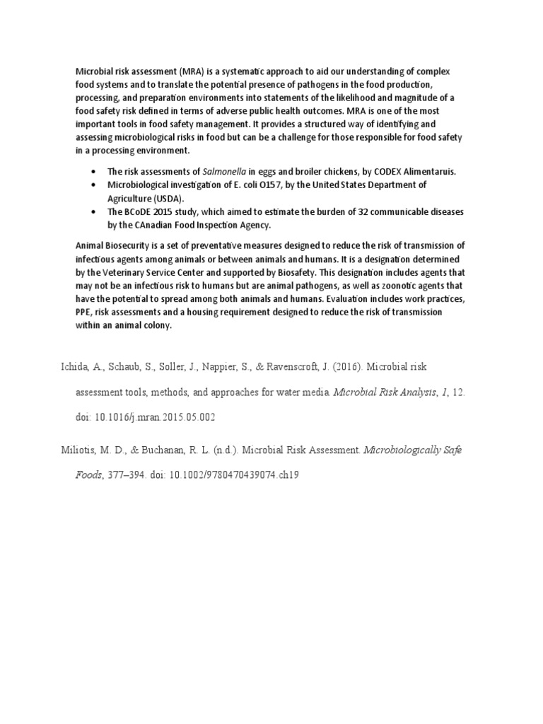 Microbial Risk Assessment in Food Safety | PDF