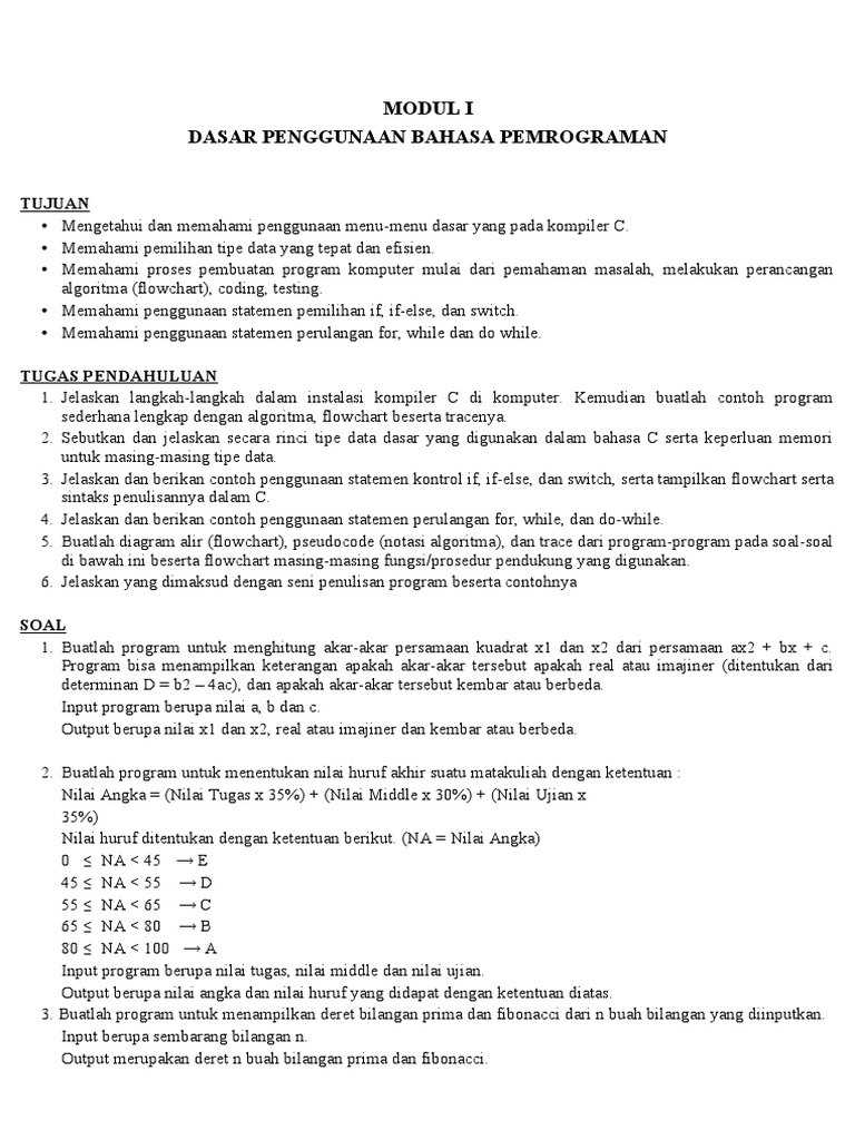 Pemrograman C: Struktur Kontrol dan Loop | PDF