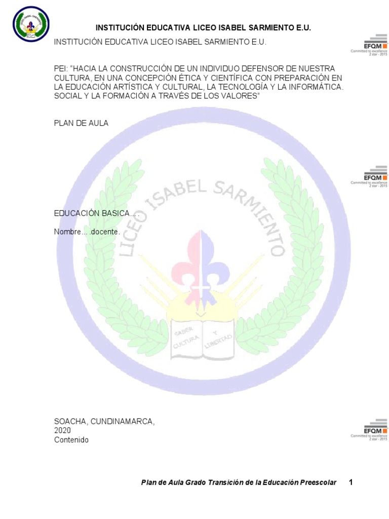 Plan de Aula Liceo Isabel Sarmiento | PDF | Salón de clases | Maestros