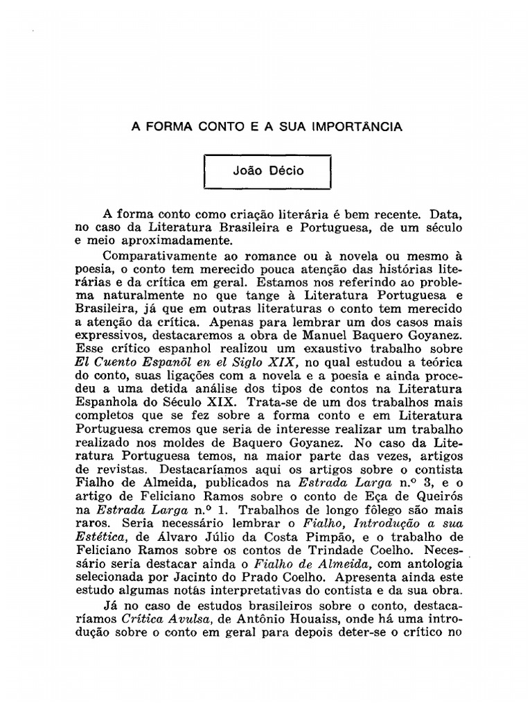 A Forma Conto e A Sua Importância PDF | PDF | Contos | Realismo (artes)