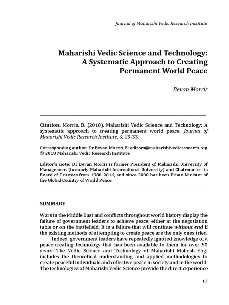 Maharishi Vedic Science and Technology A PDF Yoga