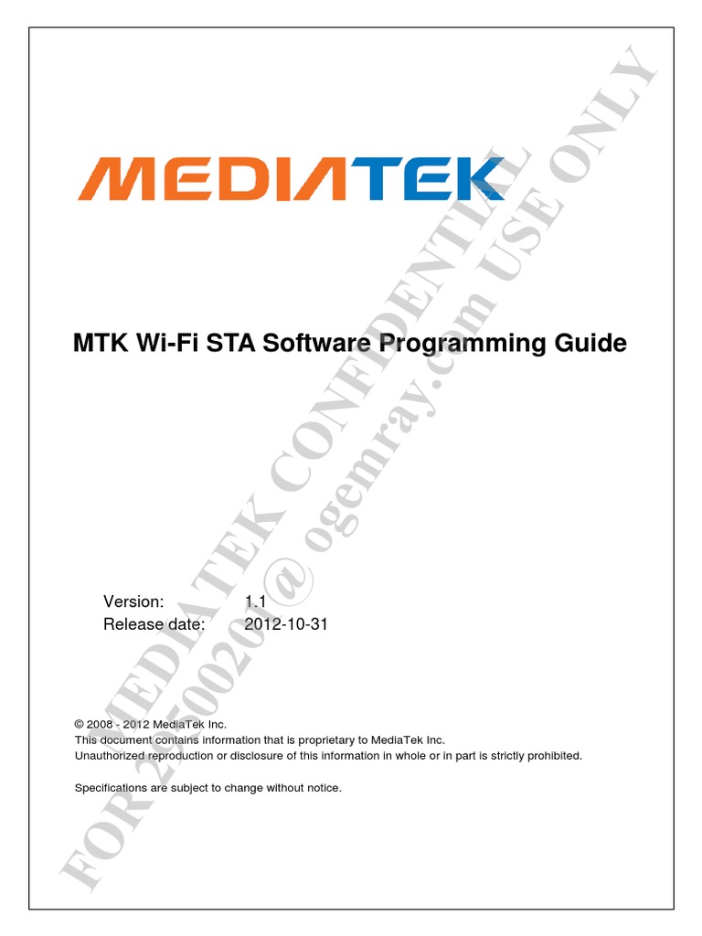 MTK Wi-Fi STA Software Programming Guide v1.1 | PDF | Computing | Software