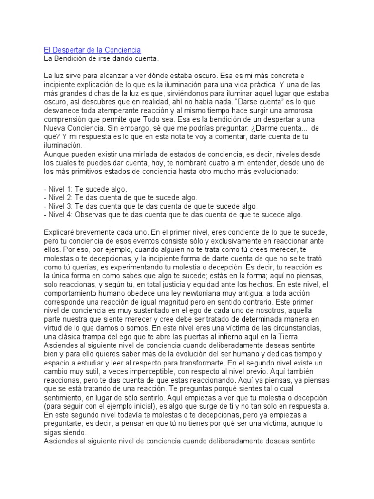 El Despertar de La Conciencia | PDF | Yo | Alma