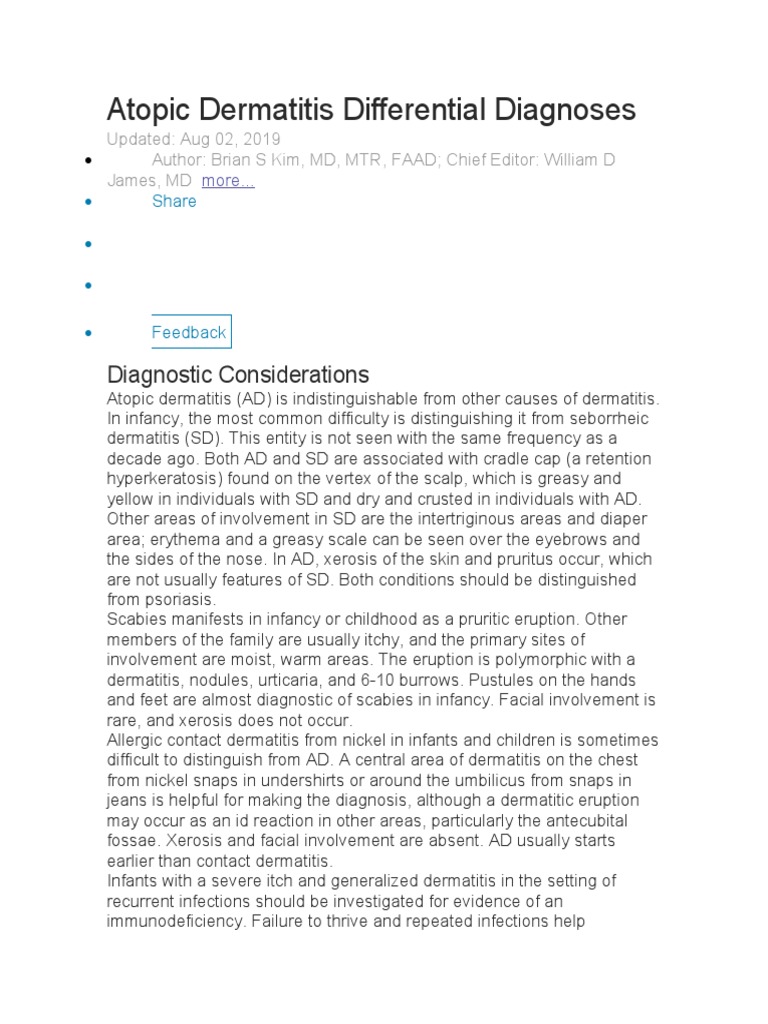 Differential Diagnosis of Atopic Dermatitis Distinguishing AD from