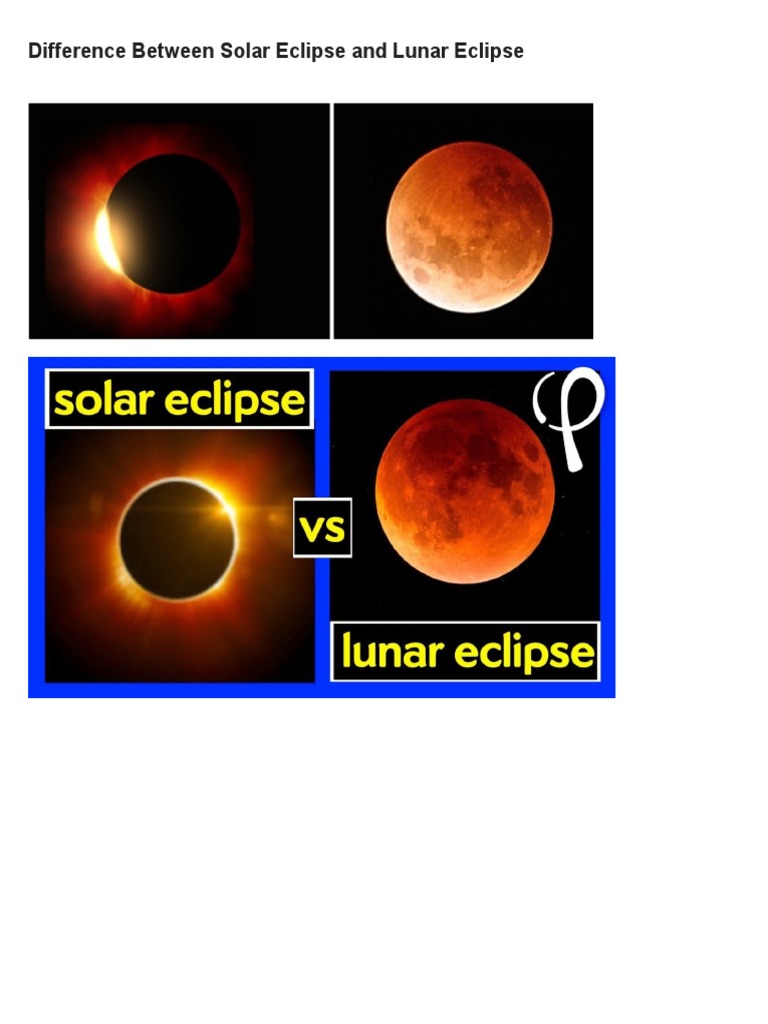 Lunar Eclipse And Solar Eclipse Difference