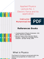 Applied Physics Lecture No. 1 Electric Force and Its Application