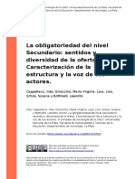 Cappellacci, Ines, Ginocchio, Maria V (..) (2010) - La Obligatoriedad Del Nivel Secundario Sentidos y Diversidad de La Oferta. Caracteriza (..)