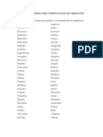 Verbos para Formulación de Objetivos