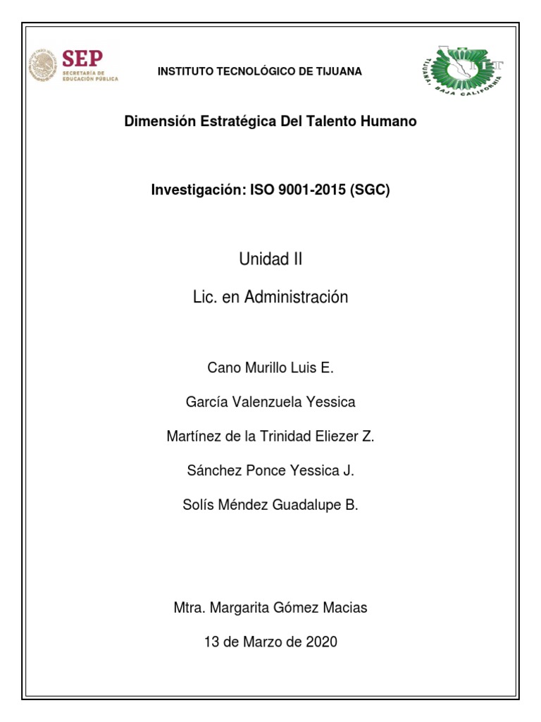 Iso 9001 - 2015 | PDF | Gestión de la calidad | Sistema de manejo de ...