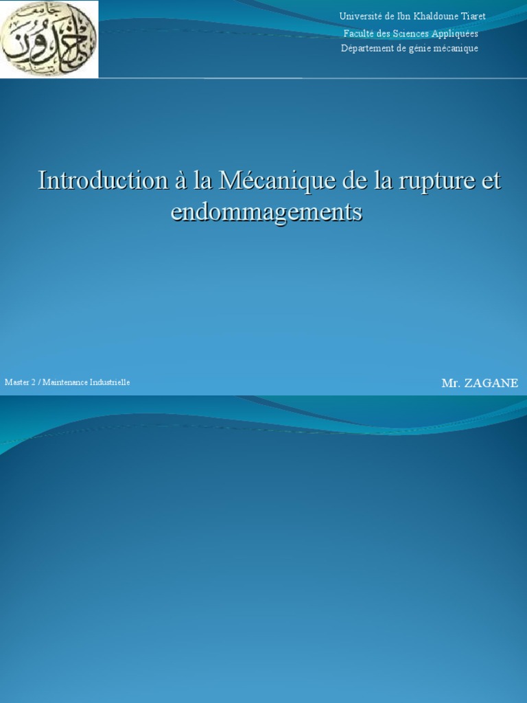 Mécanique de la Rupture et Endommagements | PDF | Mécanique des ...