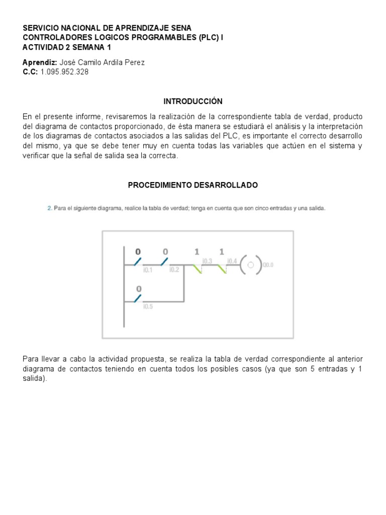 Tabla de Verdad y Diagramas PLC | PDF | Controlador lógico programable ...