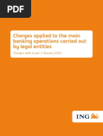 Charges Applied To The Main Banking Operations Carried Out by Legal Entities