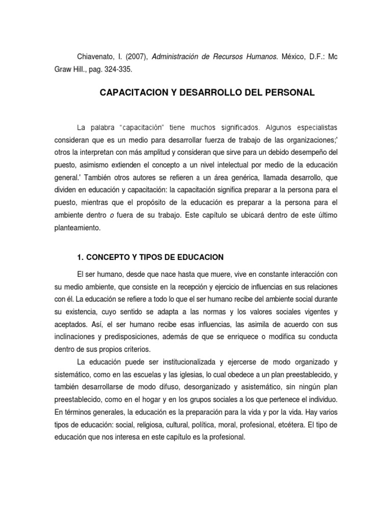Capacitación y Desarrollo del Personal | PDF | Gestión de recursos ...