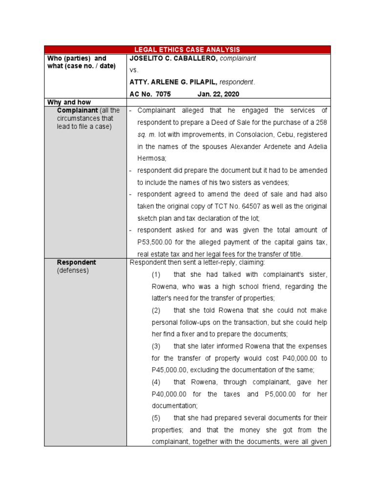 Legal Ethics Case Review: Misconduct Analysis | PDF | Lawyer | Complaint