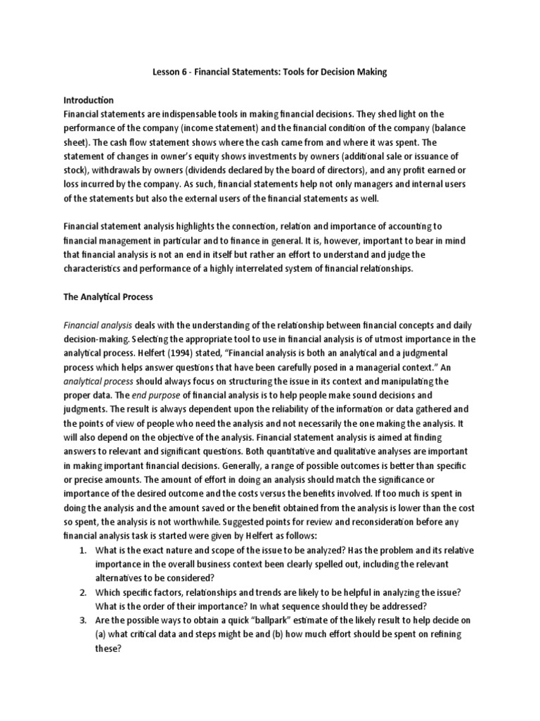 Lesson 6: Financial Statements | PDF | Expense | Investing