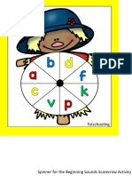 Free - Scarecrow Beginning Sounds Spin & Color Game