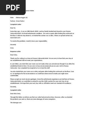 complaint and response letter