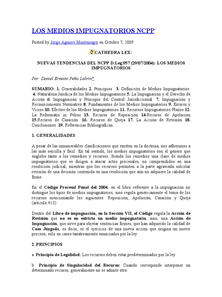 Medios Impugnatorios en el Proceso Civil y Penal | PDF | Apelación ...