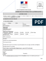 Formulaire de Candidature Bourses Doctorat 2020