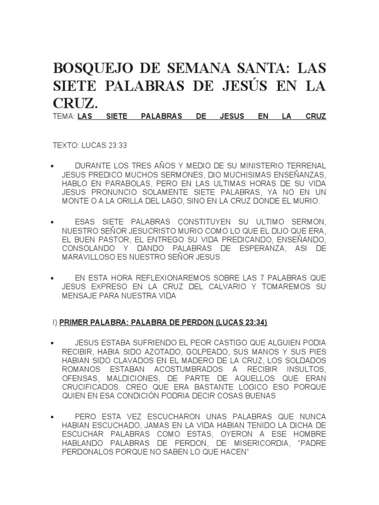 Las 7 Palabras De Jesus En La Cruz Pdf Jesús Cristo Título