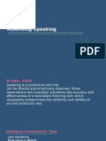 Assessing Speaking: Teacher Test. Our Test. Construction & Administration. Lesson Plan Analysis. Recommendation