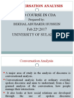PHD Course in Cda: Conversation Analysis
