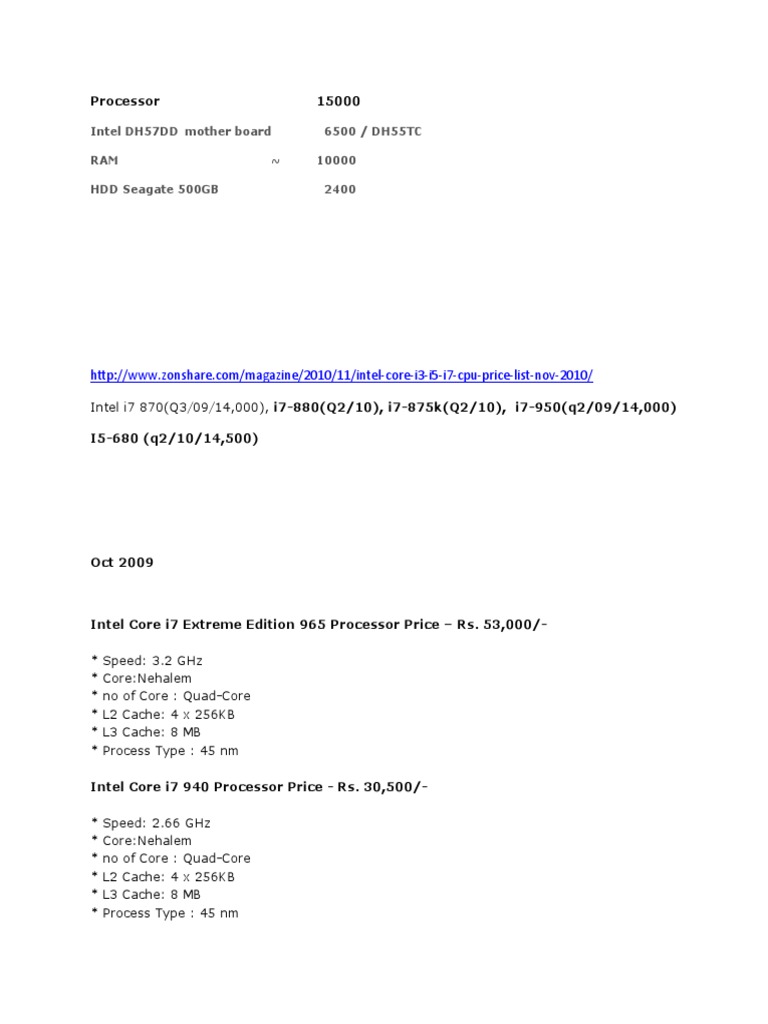 Intel i5/i7 Processor Specs Overview | PDF | Computer Engineering ...