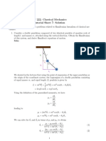 EP 222: Classical Mechanics Tutorial Sheet 7: Solution