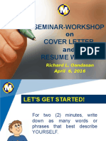 Seminar-Workshop Cover Letter Resume Writing: On and
