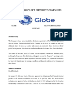Dividend Policy of 3 Different Companies: Globe Telecommunication Company