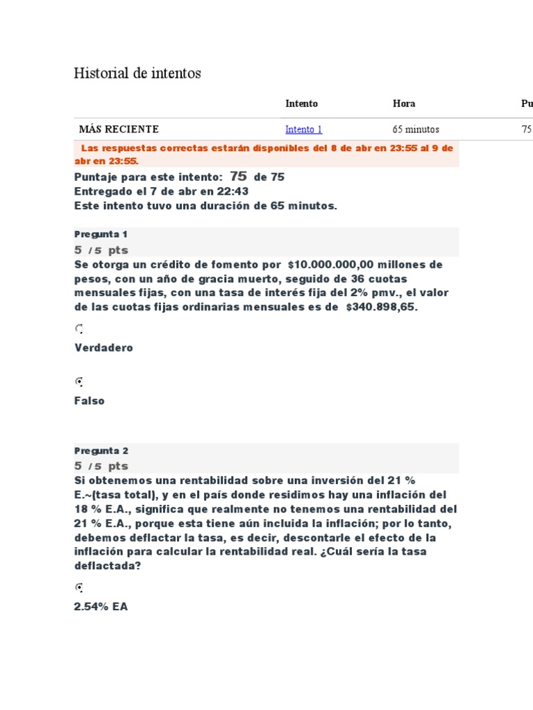 Parcial Matematicas Financieras | PDF | Interés | Tasas de interés