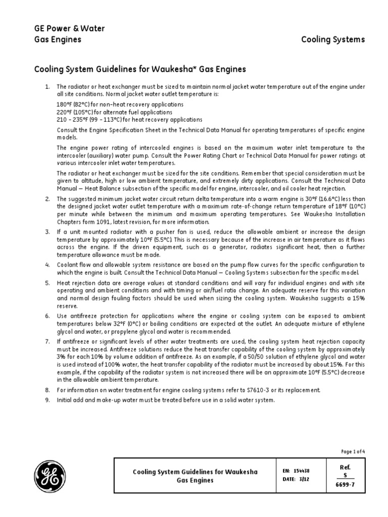 Cooling System Guidelines For Waukesha PDF PDF Chemical Engineering