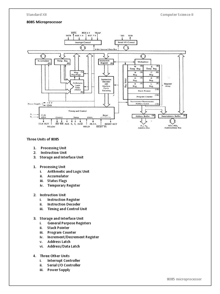 8085 Microprocessor - Block Diagram | PDF | Central Processing Unit ...
