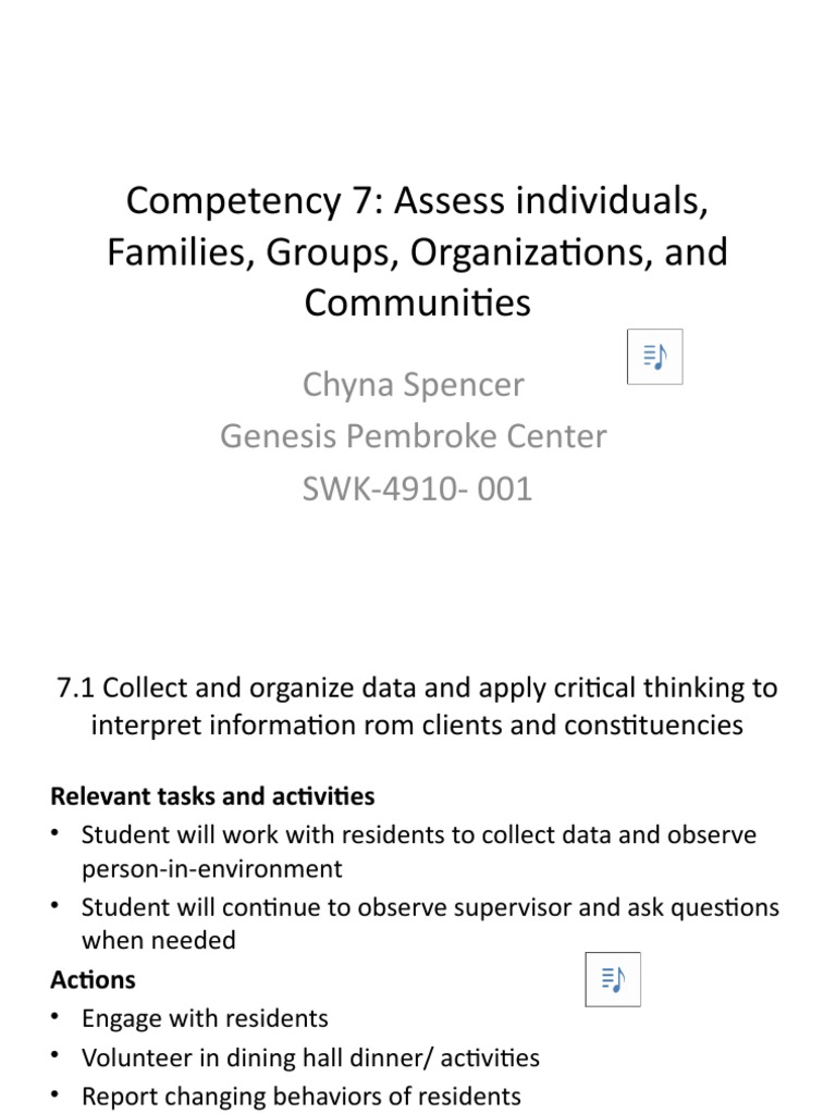 Competency 7 Assess Individuals Families Groups Organizations And