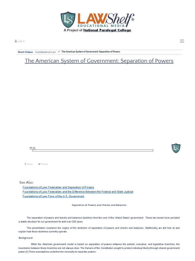 Blog - The American System of Government - Separation of Powers ...