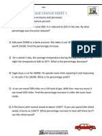 Find The Percentage Change Sheet 1