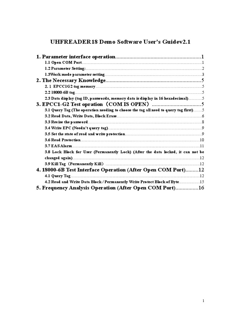 UHFReader18 Demo Software Guide v2.1 | PDF | Password | Computer Data ...