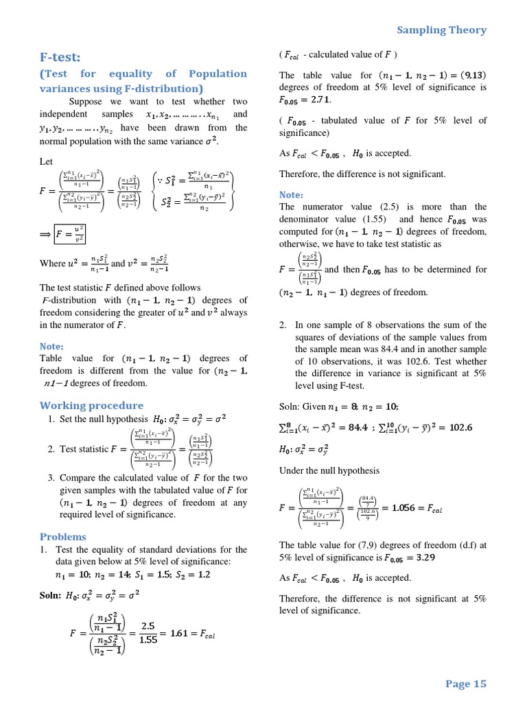 Sampling Notes - Part-02 | PDF | Degrees Of Freedom (Statistics ...