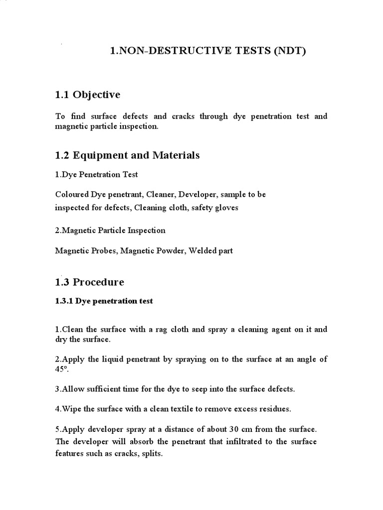 NDT Techniques: Dye & Magnetic Testing | PDF