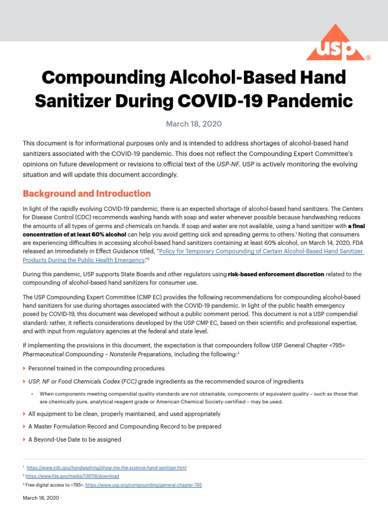Usp Covid19 Handrub PDF | PDF | Ethanol | Glycerol