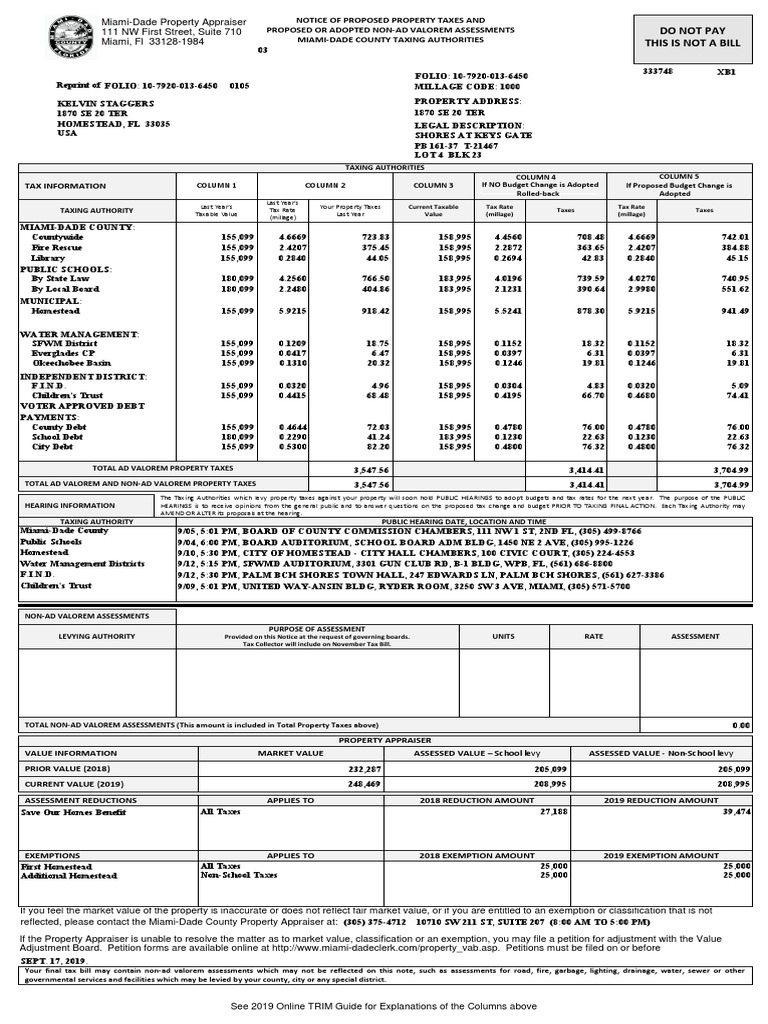 Truth in Mileage For Kelvin Staggers PDF Property Tax Miami Dade