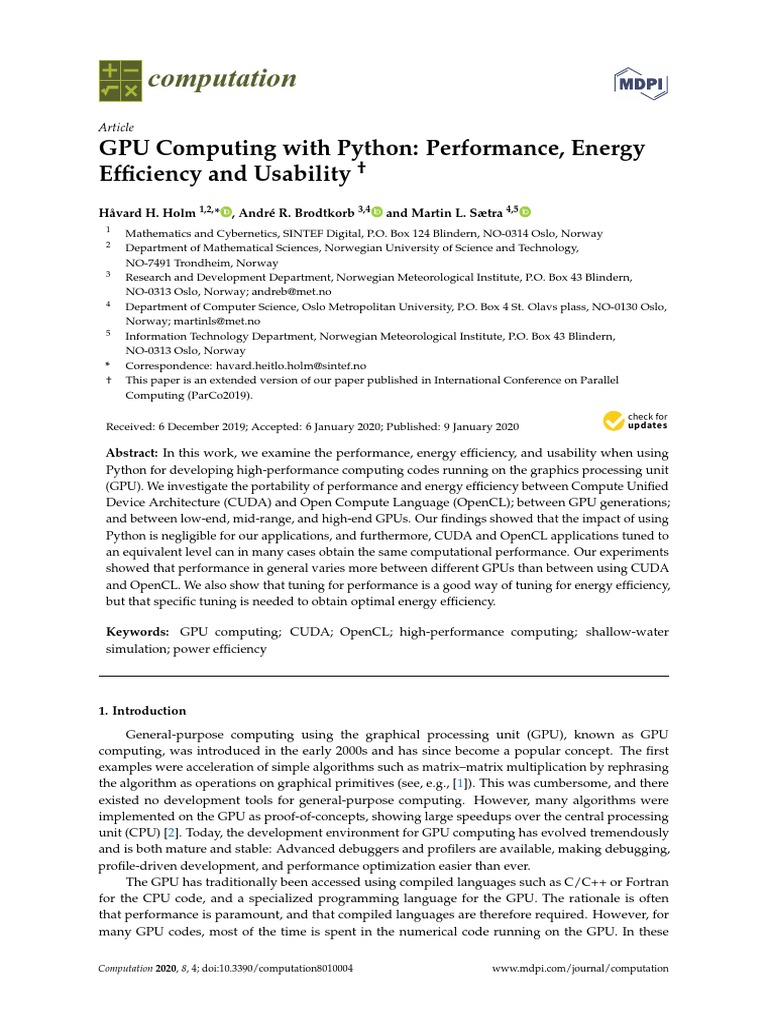 GPU Computing with Python: Performance Insights | PDF | Graphics ...