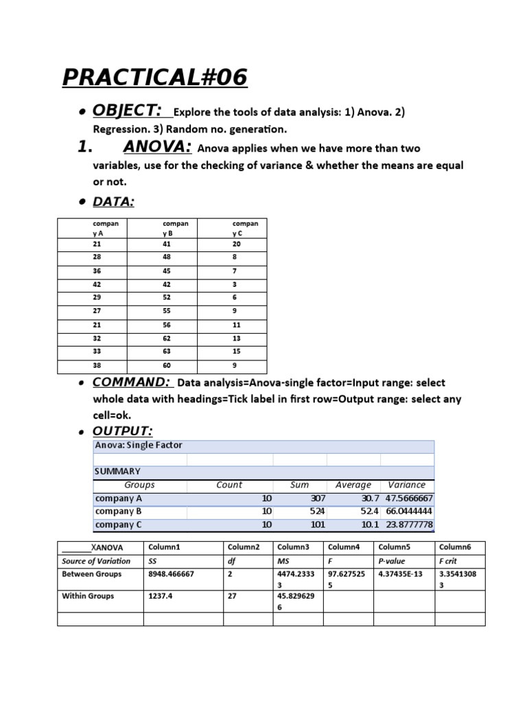 Practical#06: Object | PDF | Analysis Of Variance | Errors And Residuals