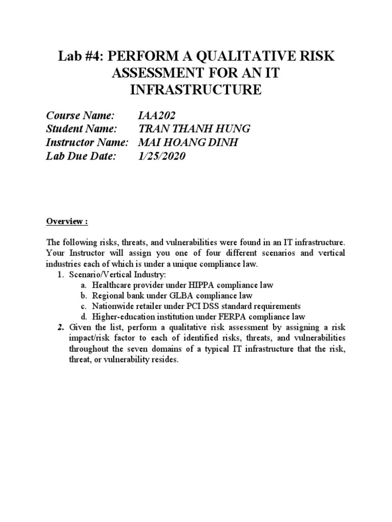 Qualitative IT Infrastructure Risk Assessment | PDF | Vulnerability ...