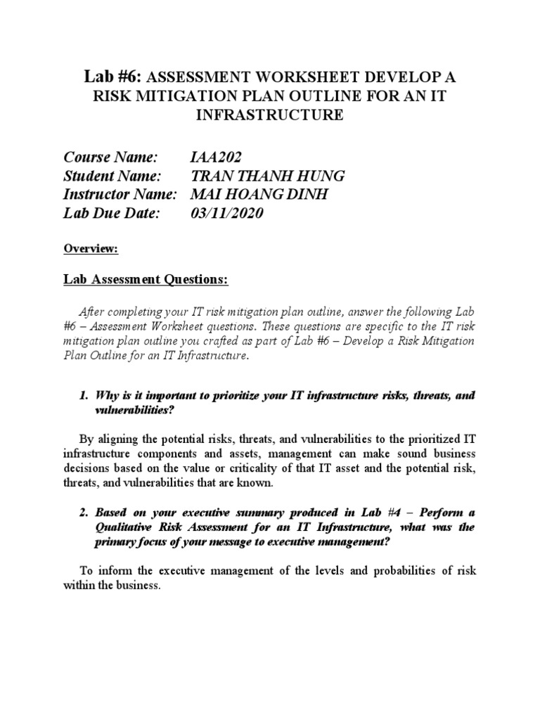 IT Risk Mitigation Plan Outline Guide | PDF | Computer Security | Security