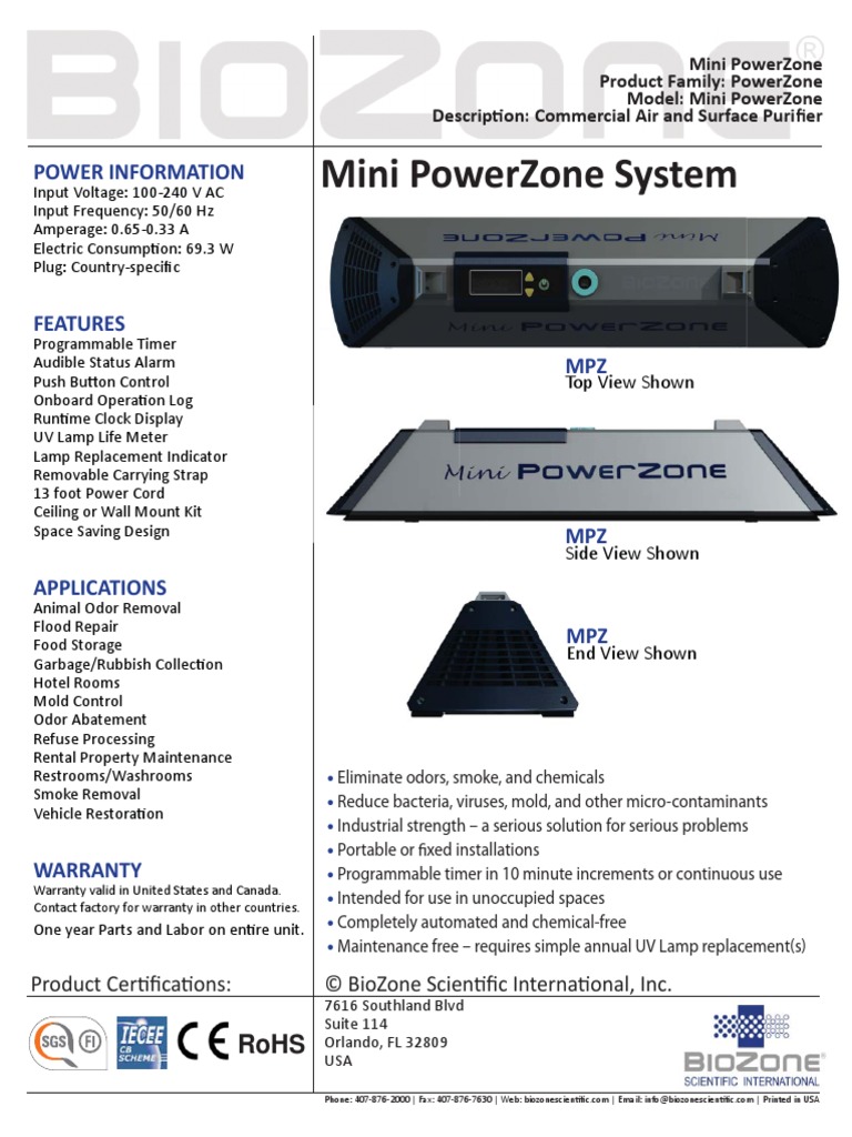 Mini PowerZone Spec Sheet1 PDF Equipment Electricity
