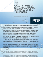 Personality Traits of Teachers and Academic Performance of The Learners