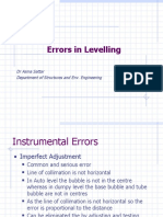 Errors in Levelling: DR Asma Sattar Department of Structures and Env. Engineering