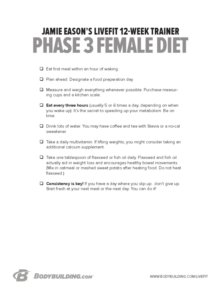 Phase 3 female diet jamie eason s livefit 12 week trainer pdf meal