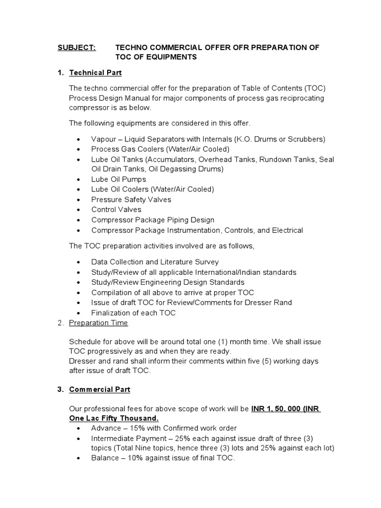 Techno Commercial Offer 1 PDF